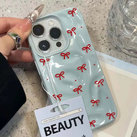 iPhone 17 Red Bow Blue Case